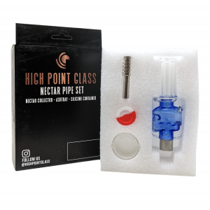 High Point Glass Nector Collector Set Glycerin Filled With Skull Perc - [HPG110]
